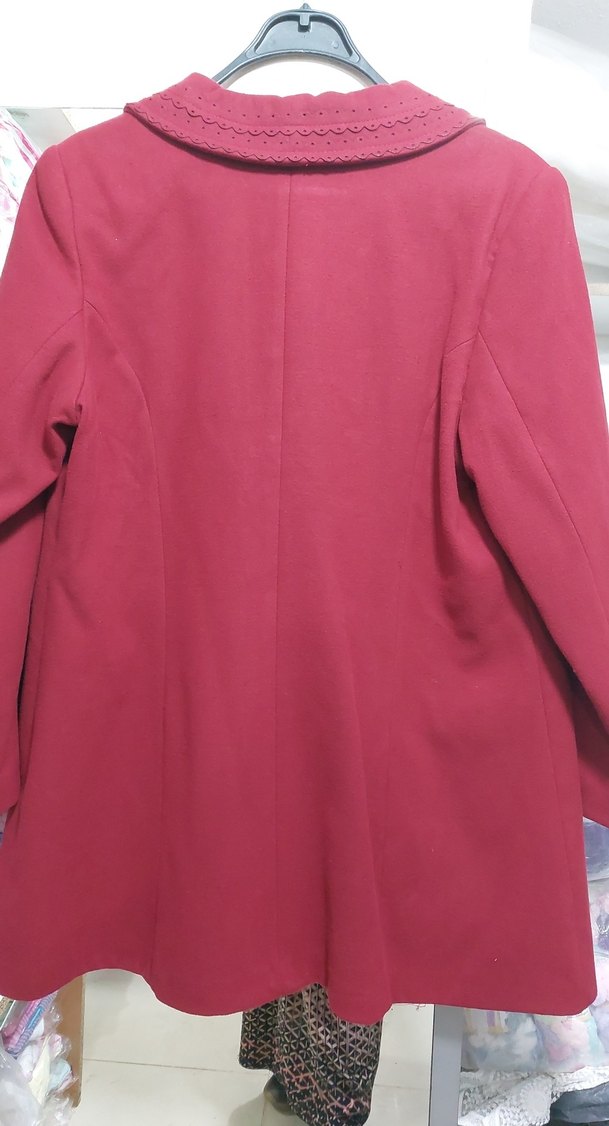 Düğmeli koyu kırmızı Kadın Kaban - Görsel 5