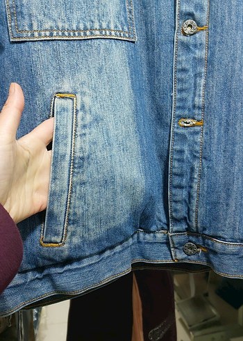 Düğmeli Mavi Kadın Denim Ceket - Görsel 3