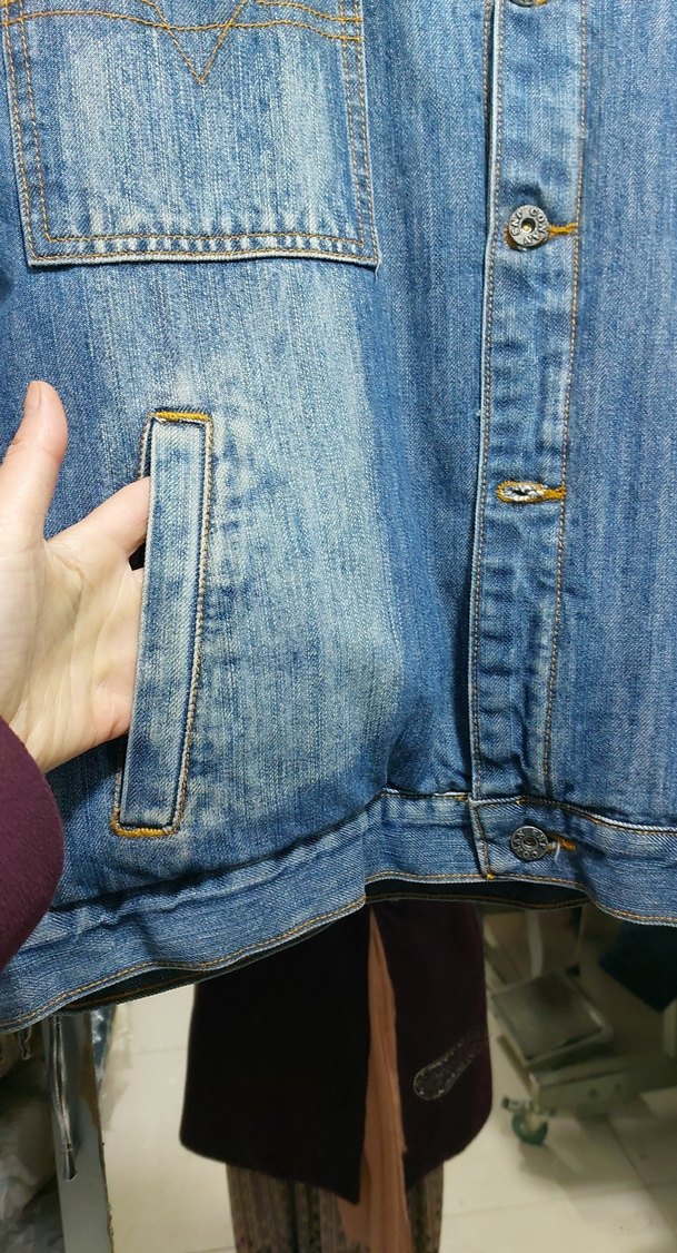 Düğmeli Mavi Kadın Denim Ceket - Görsel 3