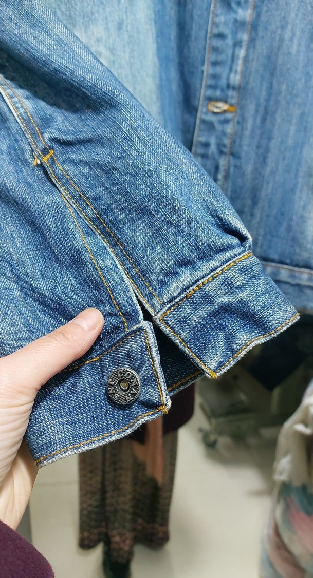 Düğmeli Mavi Kadın Denim Ceket - Görsel 4
