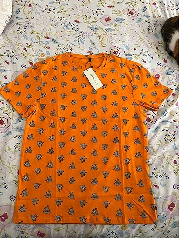 m Beden Trendyol man reguler fit turuncu örme sortlu pijama takımı