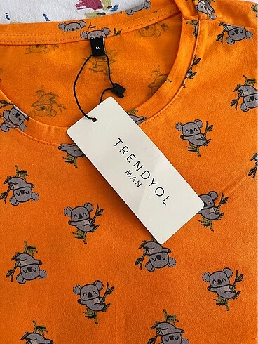 Trendyol & Milla Trendyol man reguler fit turuncu örme sortlu pijama takımı