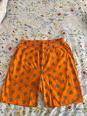 m Beden turuncu Renk Trendyol man reguler fit turuncu örme sortlu pijama takımı