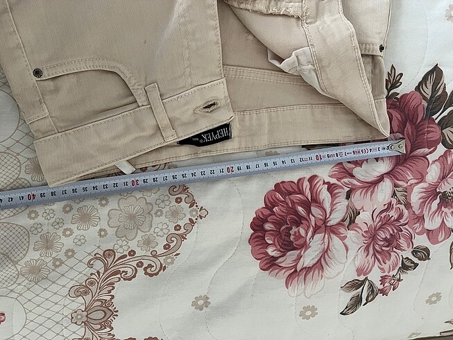 m Beden Kadın krem kot ispanyol paça pantolon yepyeni