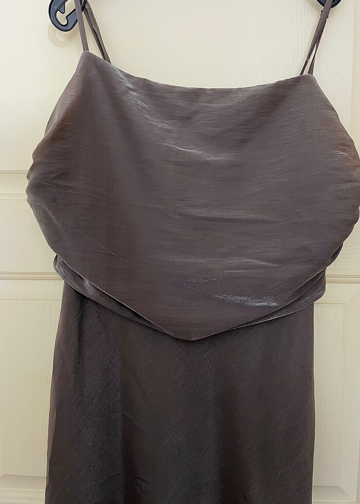 Gri Metalik Dokuma Uzun Abiye Elbise - Görsel 3