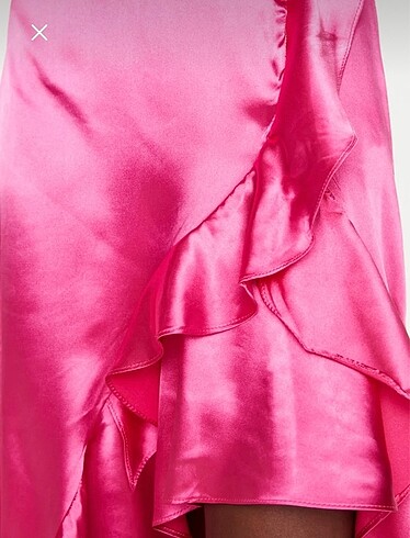 Volanlı Saten Uzun Gece Abiye Elbise - Görsel 8