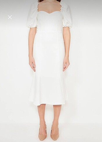 Ekru Yaka Detaylı Elbise - Görsel 10