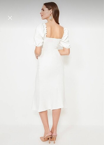 Ekru Yaka Detaylı Elbise - Görsel 11