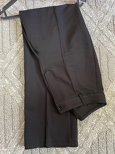 Siyah Straight Nervür Dikişli Dokuma Pantolon