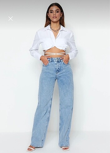 Trendyol & Milla Açık Mavi Yüksek Bel Wide Leg Jeans