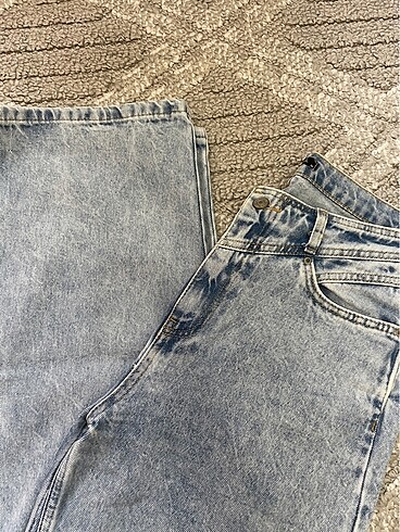 38 Beden Açık Mavi Yüksek Bel Wide Leg Jeans