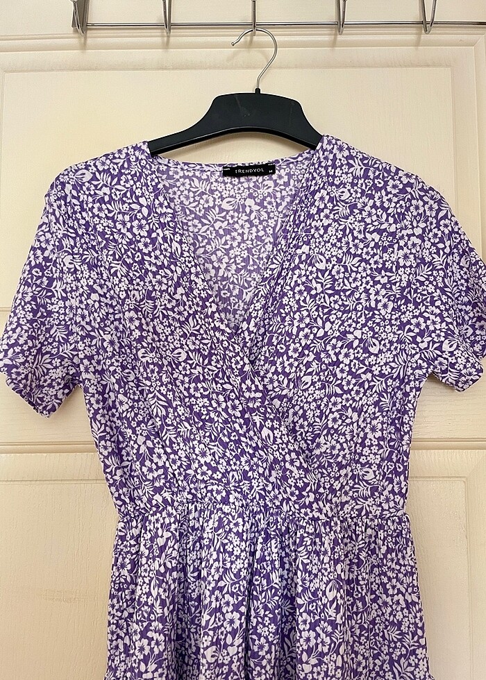 Lila Çiçek Desenli Örme Elbise - Görsel 3