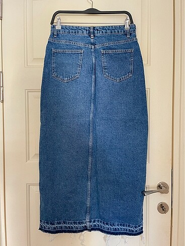 Koyu Mavi Yırtmaçlı Denim Etek - Görsel 5