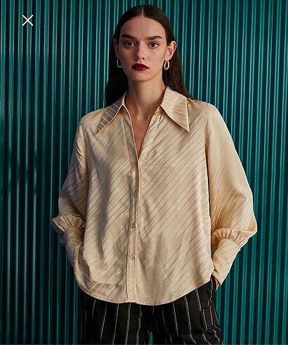 Melis Ağazat X Sivri Yaka Saten Gömlek - Görsel 8