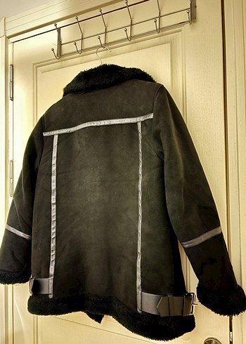 Siyah Kadın Süet Biker Ceket - Görsel 7