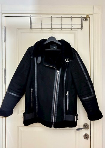 Siyah Kadın Süet Biker Ceket - Görsel 2