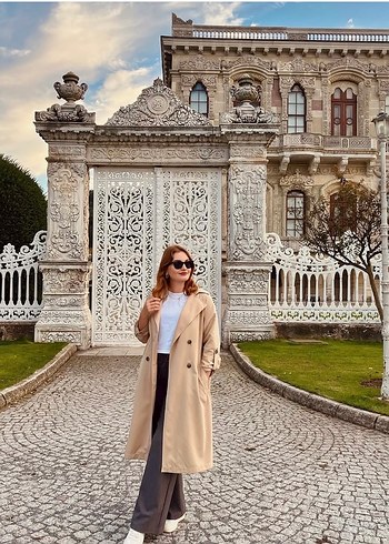 Dökümlü Uzun Trençkot - Görsel 7