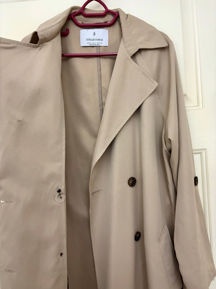 Dökümlü Uzun Trençkot - Görsel 4