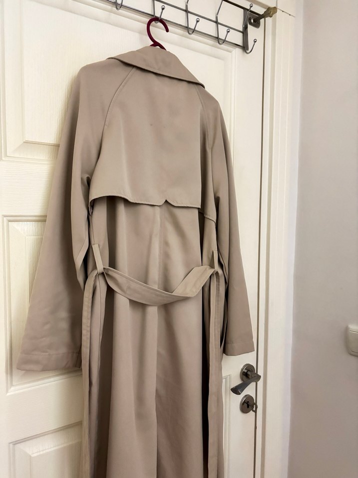 Dökümlü Uzun Trençkot - Görsel 5