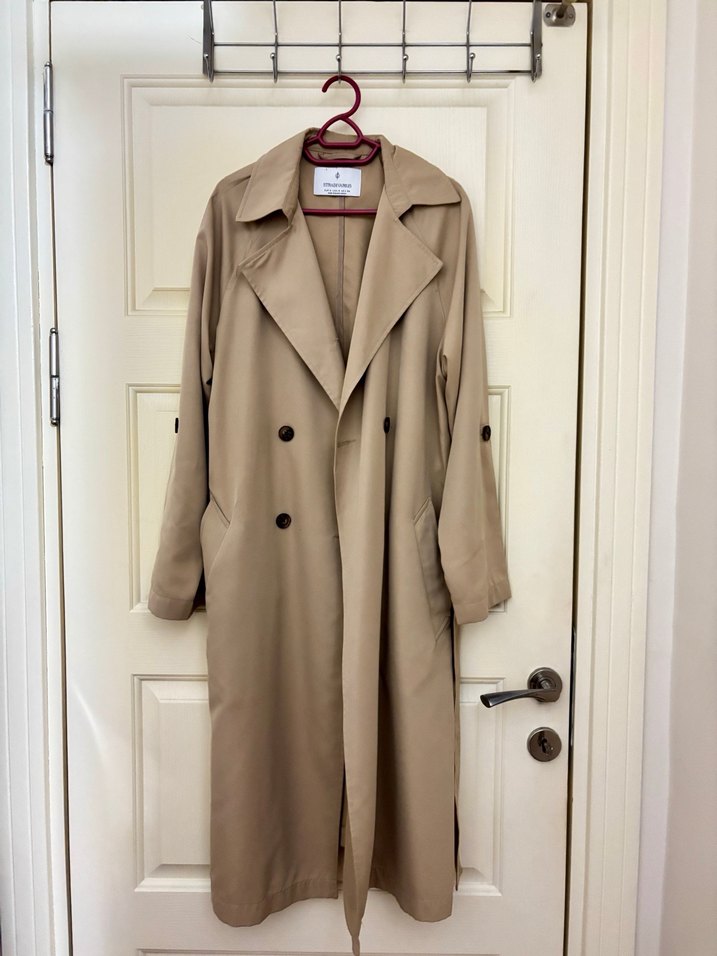 Dökümlü Uzun Trençkot - Görsel 2