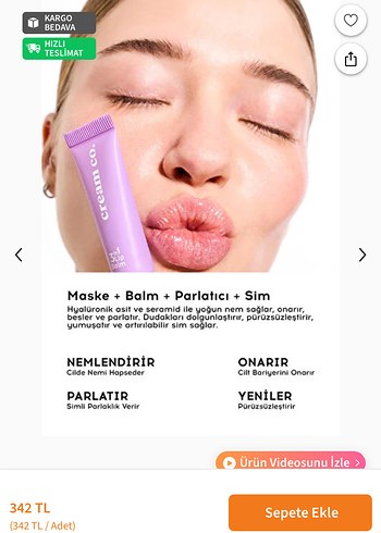 Cream Co. Lip Gloss, Balm ve Maske 3'ü 1 Arada - Görsel 6