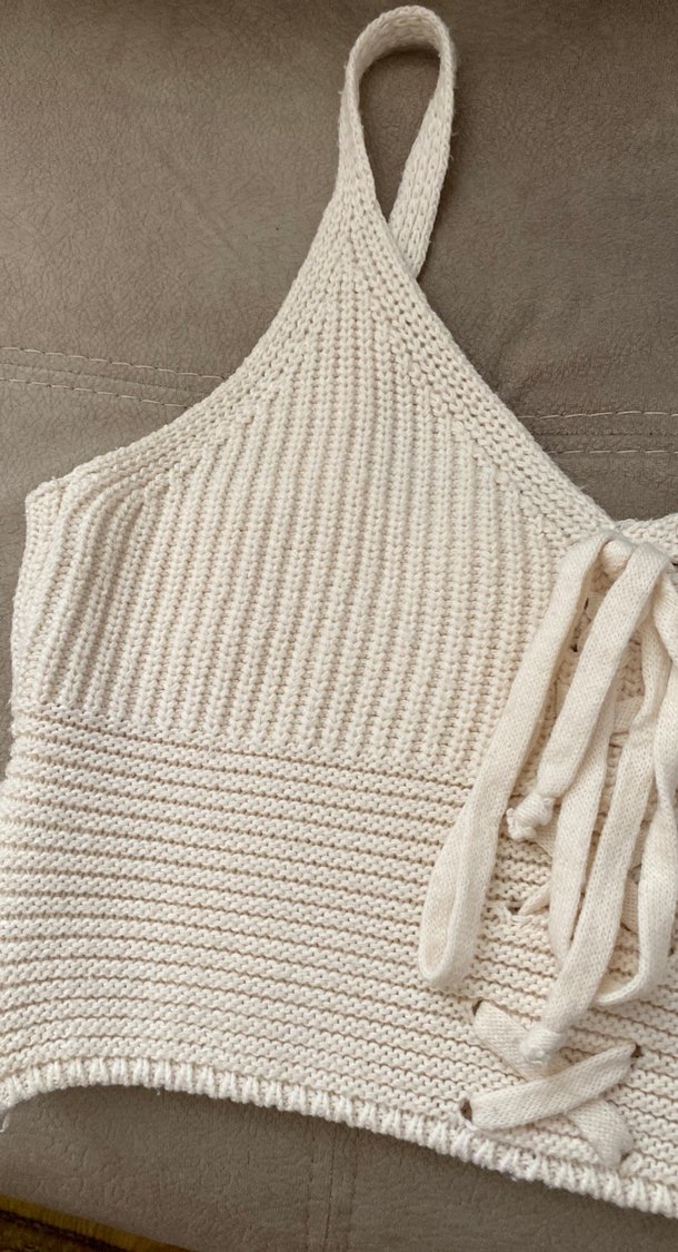 Krem Beyaz Bohem Örgü Üst - Görsel 4