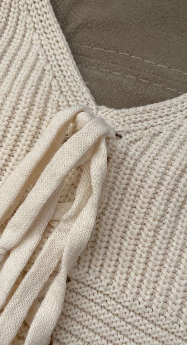 Krem Beyaz Bohem Örgü Üst - Görsel 3