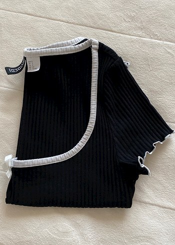 H&M Kısa Kollu Siyah Triko Kadın Bluz - Görsel 5