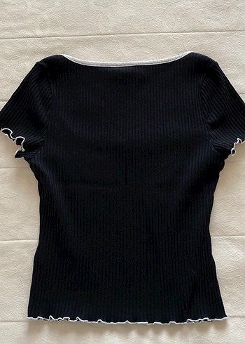 H&M Kısa Kollu Siyah Triko Kadın Bluz - Görsel 4