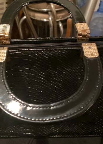 Klasik Siyah Yılan Derisi Desenli Deri Çanta - Görsel 3