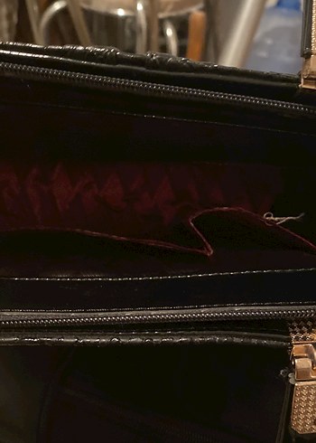 Klasik Siyah Yılan Derisi Desenli Deri Çanta - Görsel 4