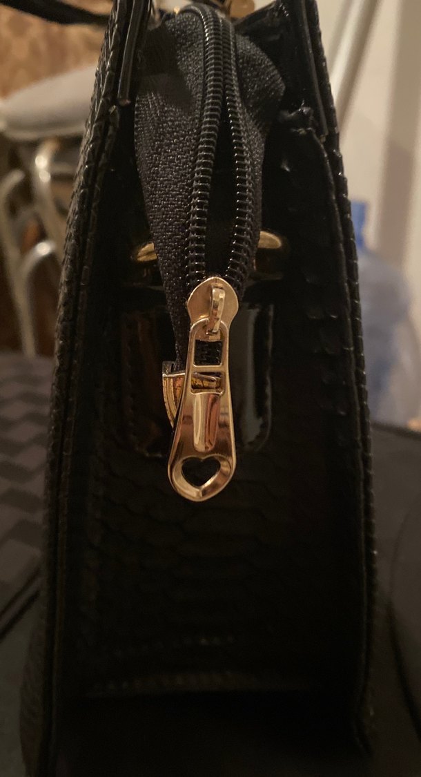 Klasik Siyah Yılan Derisi Desenli Deri Çanta - Görsel 5