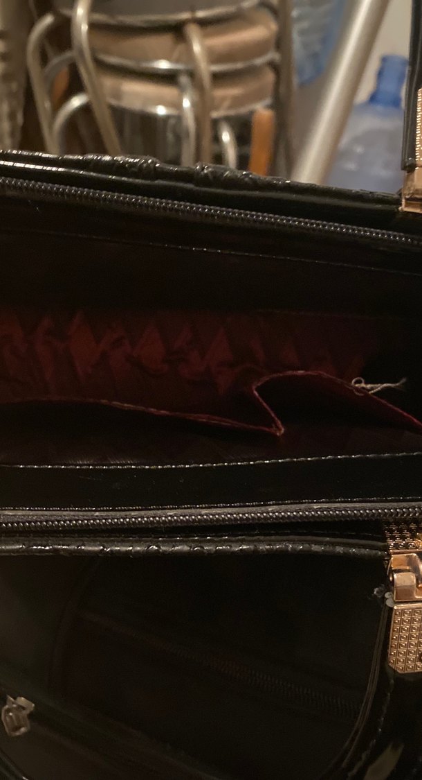 Klasik Siyah Yılan Derisi Desenli Deri Çanta - Görsel 4