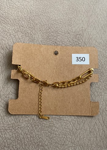 Gold Çelik Zincir Detaylı Kalp Bileklik - Görsel 3