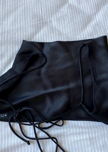 Zara Siyah Saten Bantlı Midi Büstiyer - Görsel 7