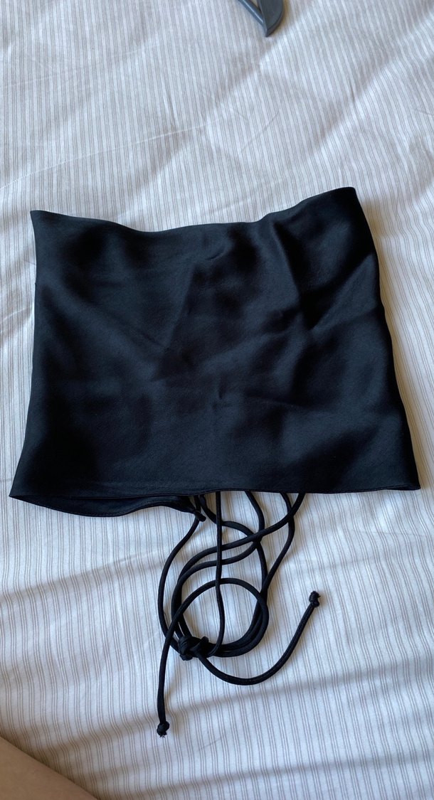 Zara Siyah Saten Bantlı Midi Büstiyer - Görsel 2