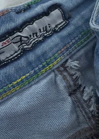 Nakışlı Mavi Mini Denim Şort - Görsel 2