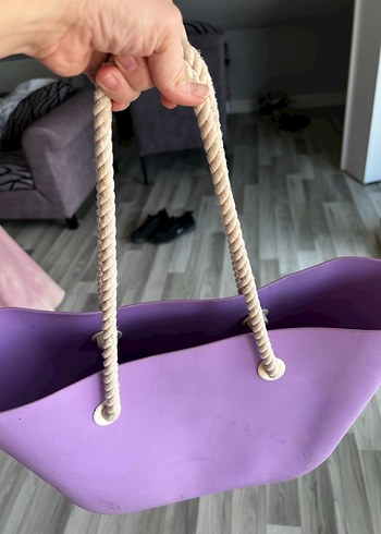 Mor Kadın Plaj Çantası İpli Saplı - Görsel 2