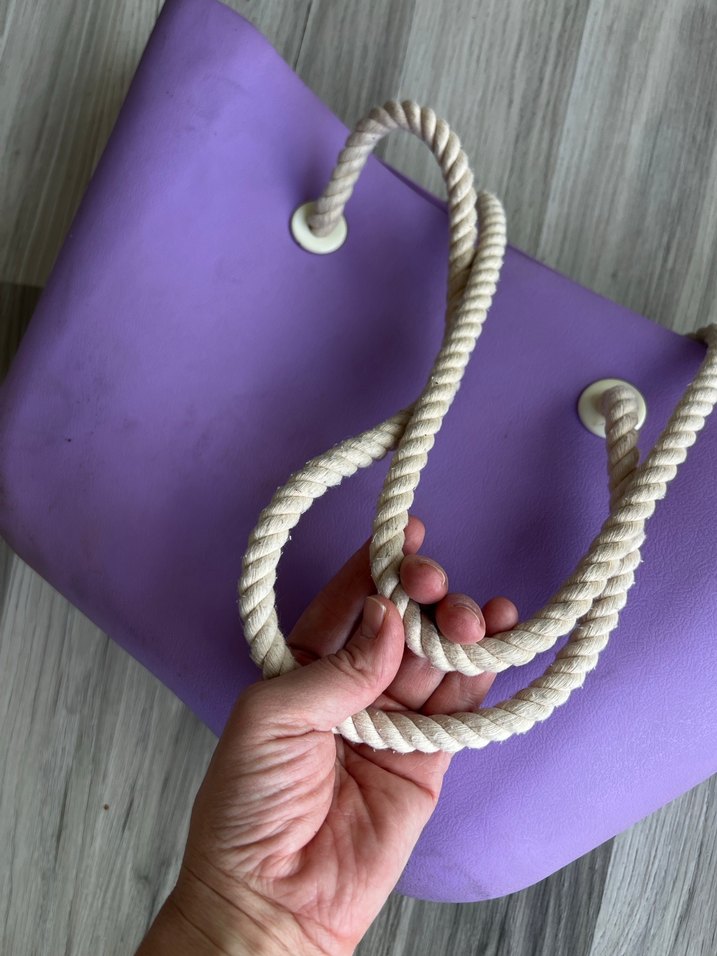 Mor Kadın Plaj Çantası İpli Saplı - Görsel 3