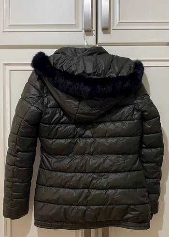 Fabrika Gri Kadın Midi Kışlık Mont Kürklü - Görsel 3