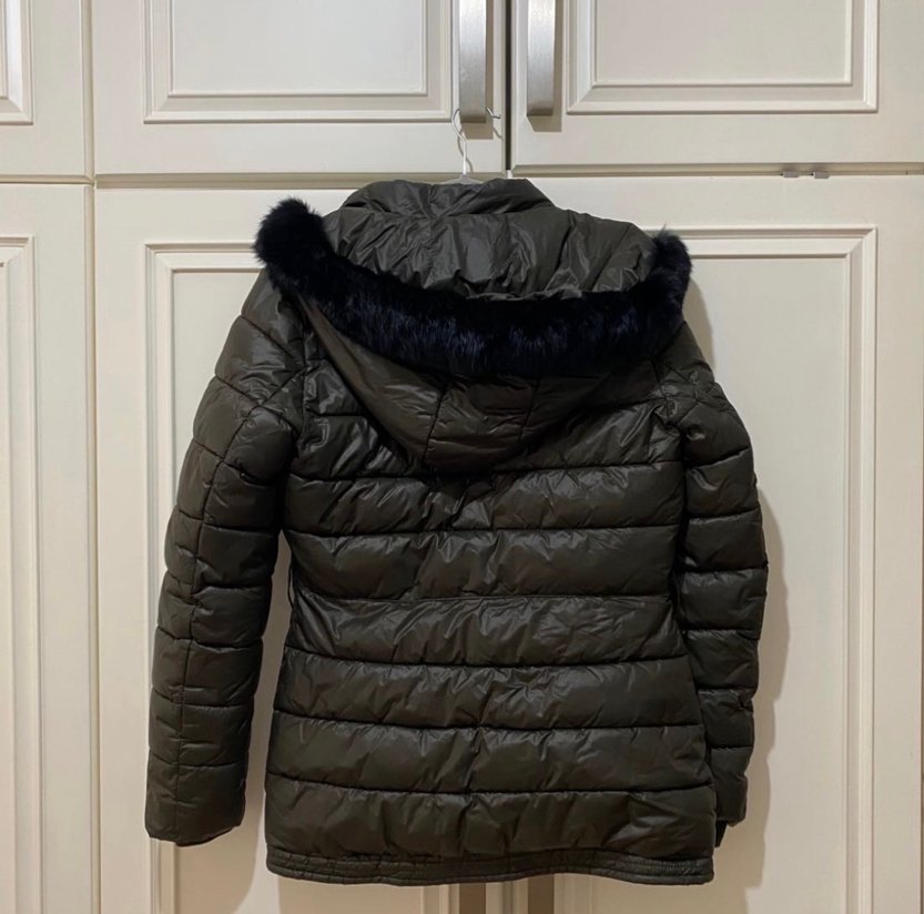 Fabrika Gri Kadın Midi Kışlık Mont Kürklü - Görsel 3