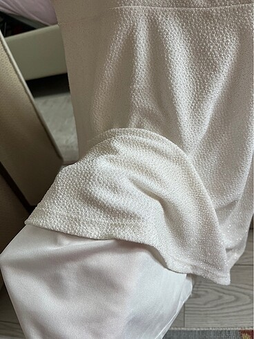 Beyaz simli elbise - Görsel 4