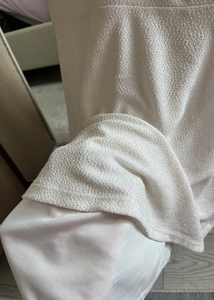 Beyaz simli elbise - Görsel 4