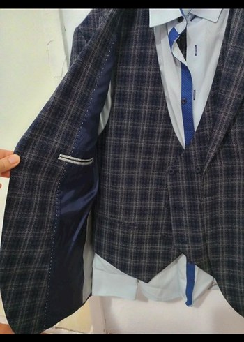 Gri Ekose Modern Klasik Erkek Takım Elbise - Görsel 4