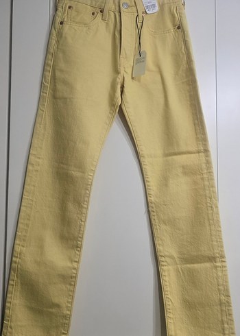 Levi's 501 Vintage Kesim Yüksek Bel Krem/Sarı Jean W26 S Beden - Görsel 5