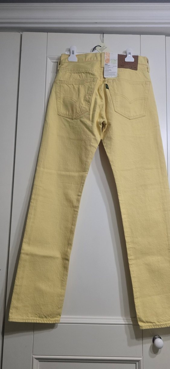 Levi's 501 Vintage Kesim Yüksek Bel Krem/Sarı Jean W26 S Beden - Görsel 4