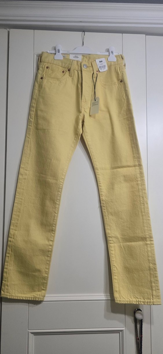 Levi's 501 Vintage Kesim Yüksek Bel Krem/Sarı Jean W26 S Beden - Görsel 5
