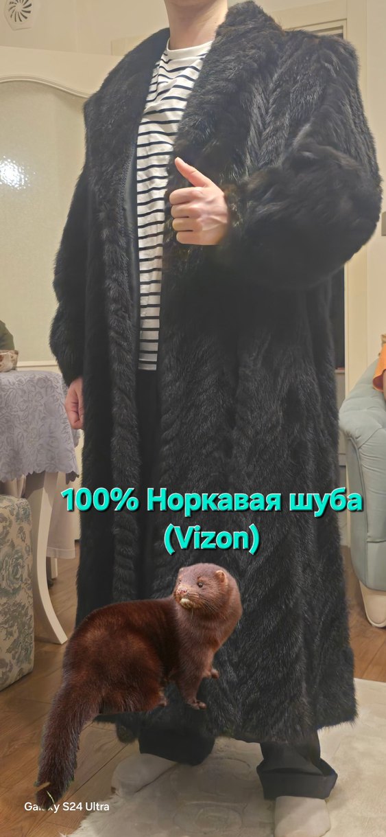 Uzun Gerçek Vizon (Norka) Kürk Kaban - Görsel 5