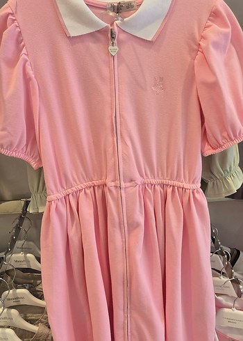 Pembe Kız Çocuk Kısa Kollu Fırfırlı Elbise - Görsel 5