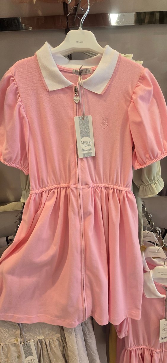 Pembe Kız Çocuk Kısa Kollu Fırfırlı Elbise - Görsel 2